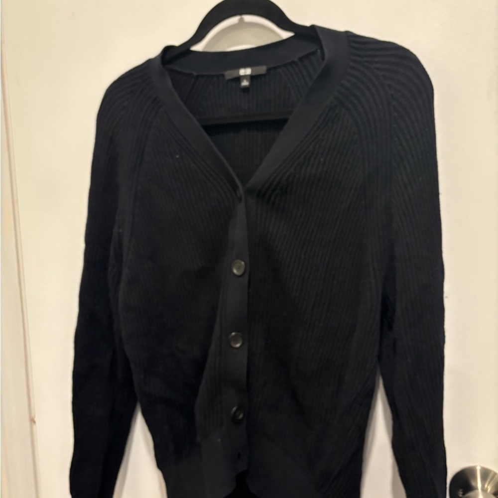 Black Ribbed Cardigan - Picture 2 of 4